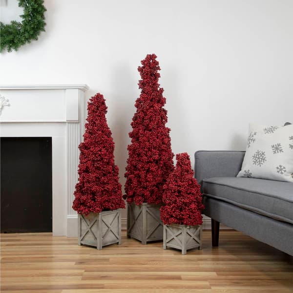 Northlight Seasonal 50in. Berry Cone Potted Christmas Topiary