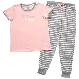 Juniors Pillow Talk Zzz''s The Day Stripe Jogger Pajama Set