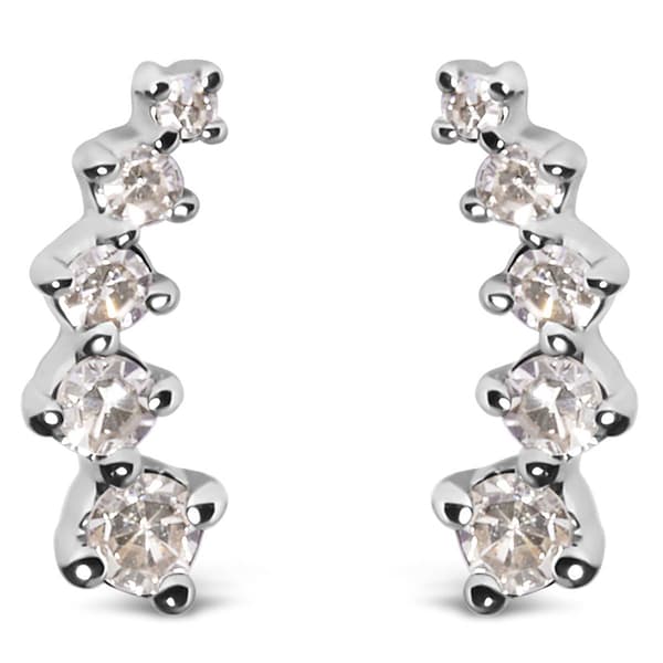 Haus of Brilliance 10kt. White Gold Diamond Climber Earrings - image 