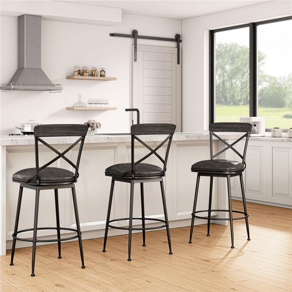 HH2 Home Decker Commercial Grade Metal Bar Height Swivel Stool