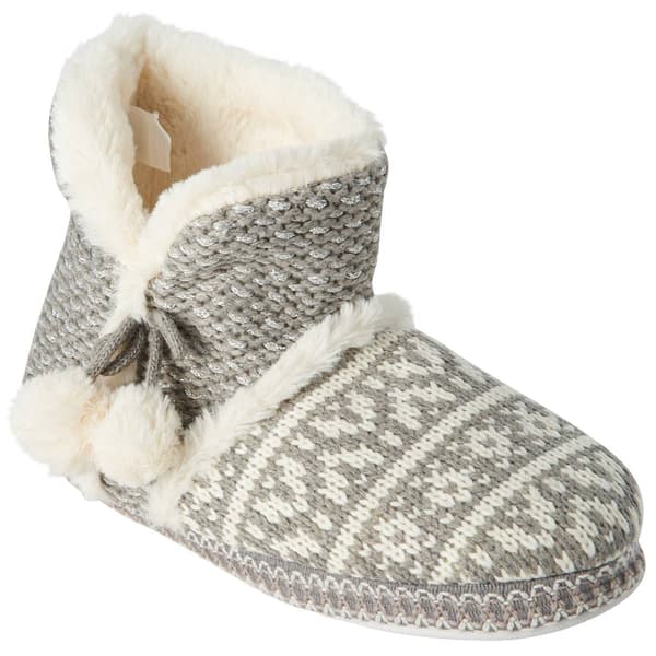 Capelli New York Multi Knit Boot Slippers with Poms - image 