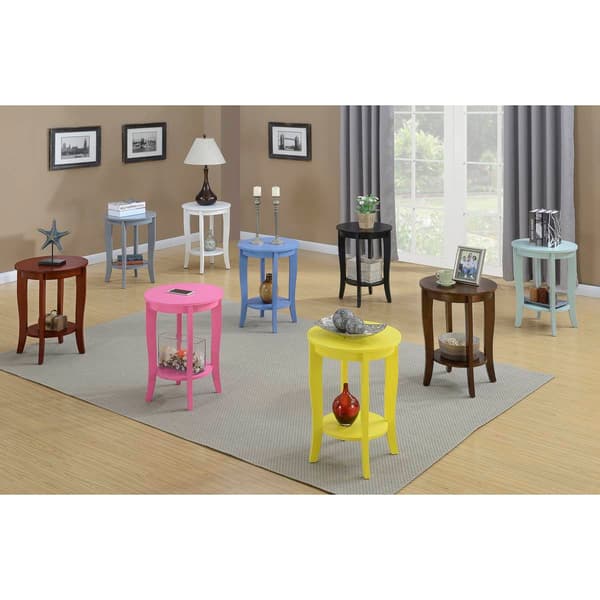 Convenience Concepts American Heritage Round End Table with Shelf