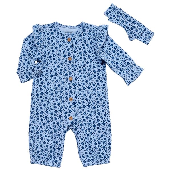 Baby Girl &#40;3-12M&#41; Little Me Dreamy Florals Jumpsuit w/ Headband - image 