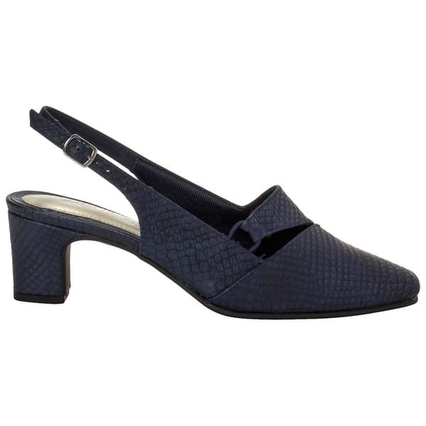 Womens Easy Street Navy Snake Slingback Heels