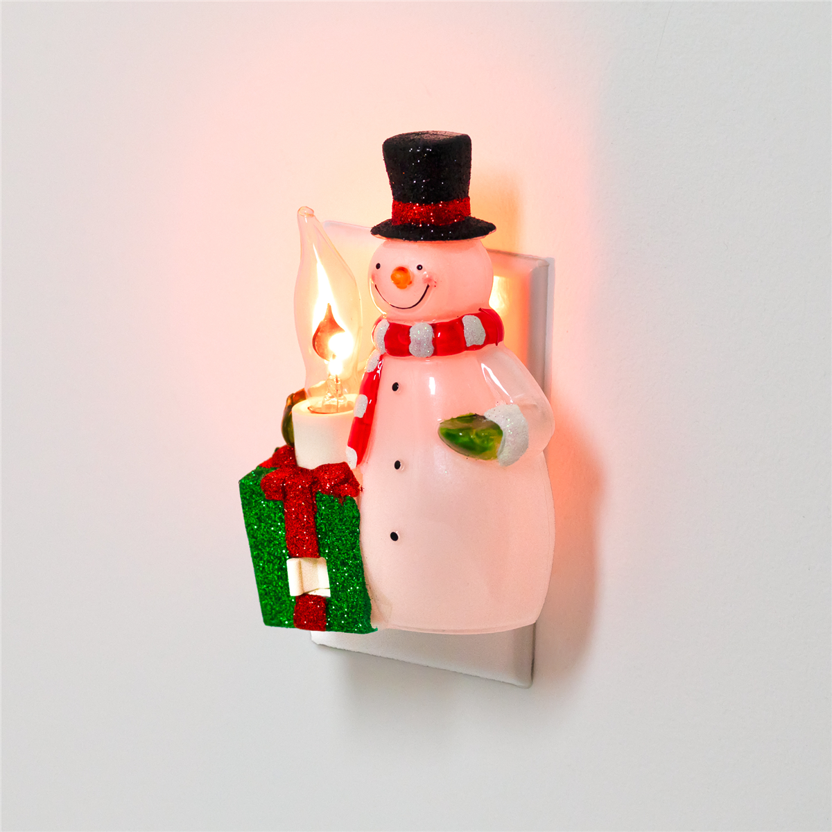 Northlight Snowman with Present Flickering Christmas Night Light