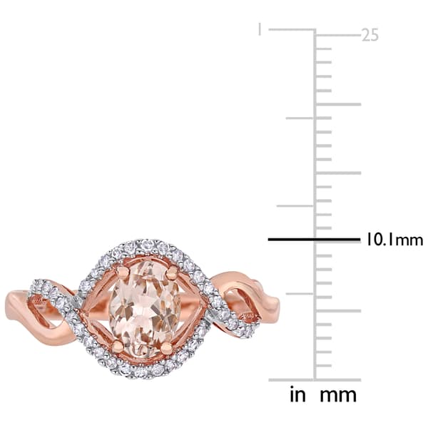 Gemstones Classics&#8482; 10kt. Rose Gold Morganite & Diamond Halo Ring