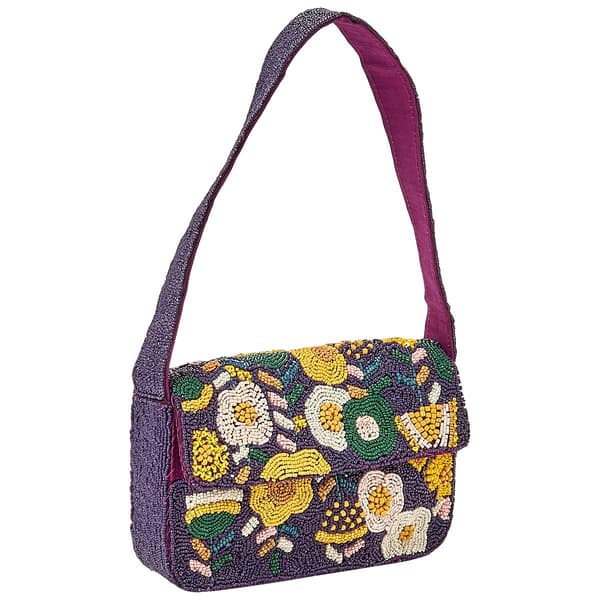 Sol & Mer Yellow Navy Floral Beaded Shoulder Bag