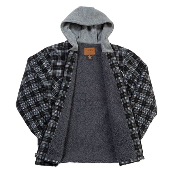 Mens Mountain Ridge® Flannel Hooded Jacket - Blue/Black