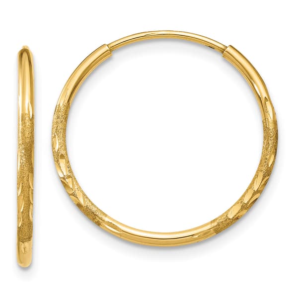 Gold Classics(tm) 14kt. 17mm Diamond Endless Hoop Earrings - image 