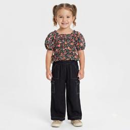 Toddler Girl Lemon Kiss Top w/ Faux Ties & Wide Leg Cargo Set