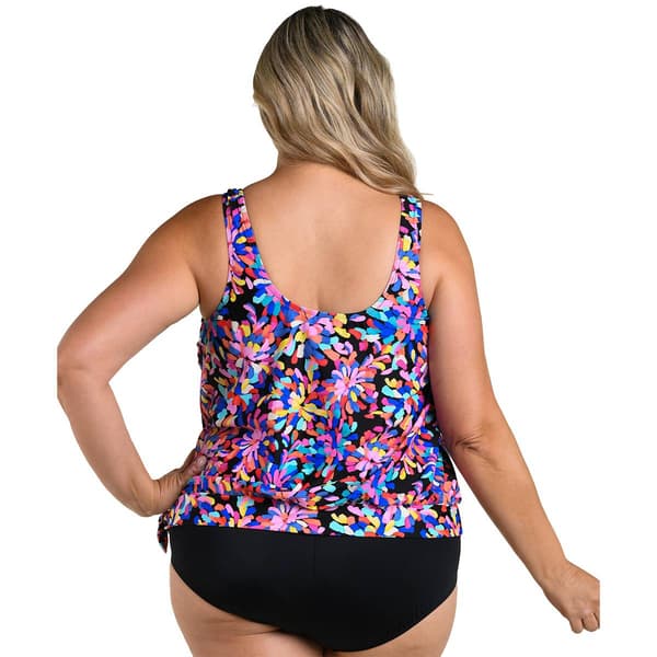 Plus Size Maxine Make A Splash Abstract Tankini Swim Top