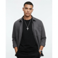 Mens Iron Saints Textured Silver Cross Box Chain Necklace - image 4