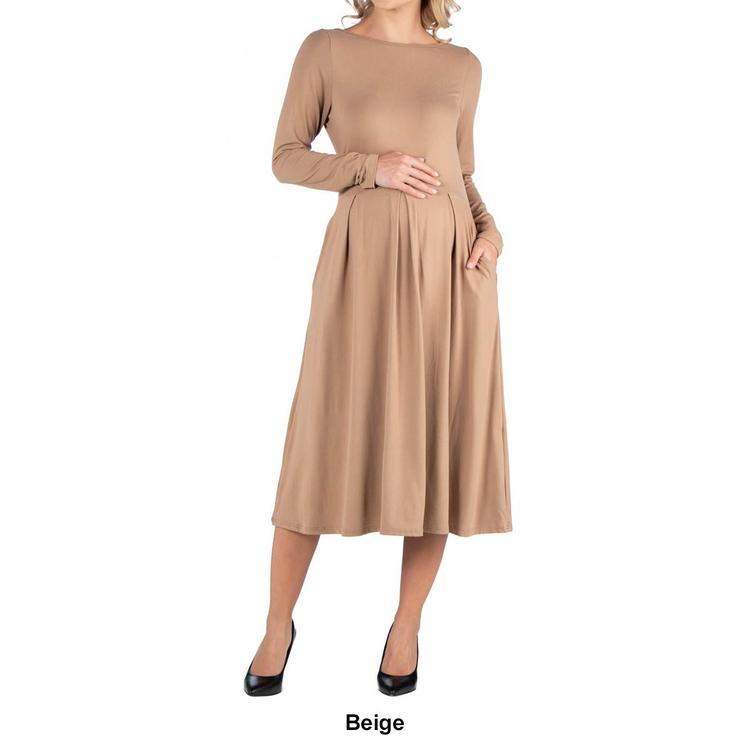 Plus Size 24/7 Comfort Apparel Fit & Flare Maternity Midi Dress