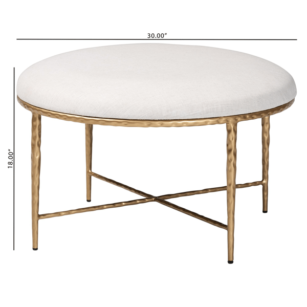 Baxton Studio Fumiye Modern Rustic Round Cocktail Ottoman