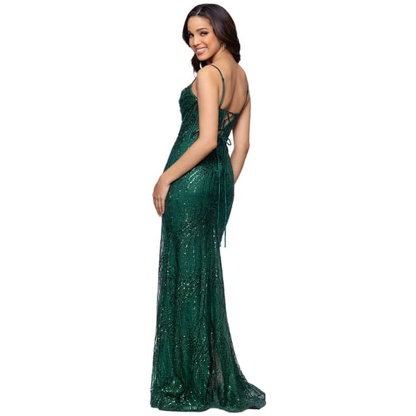 Juniors Blondie Nites Glitter Drape Neck Sheath Dress