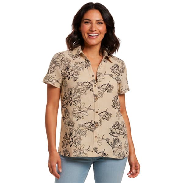 Petite Hasting & Smith Short Sleeve Floral Crinkle Blouse - image 