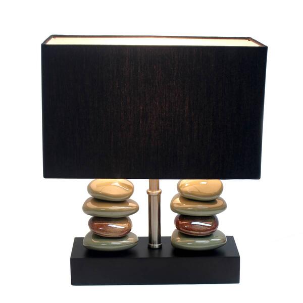 Elegant Designs Dual Stacked Stone Black Shade Ceramic Table Lamp