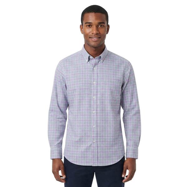 Mens Christian Aujard Regular Fit Plaid Dress Shirt - Grey/Pink - image 