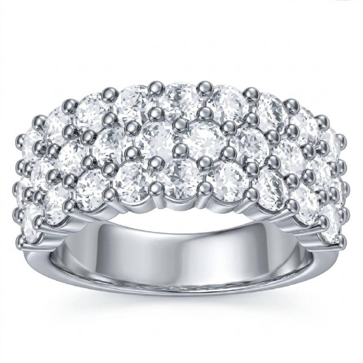 Sterling Silver Lab Grown Diamond Half Eternity Wedding Band