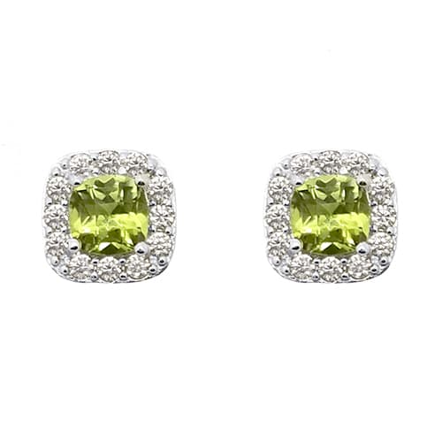 Gianni Argento Peridot & CZ Halo Stud Earrings