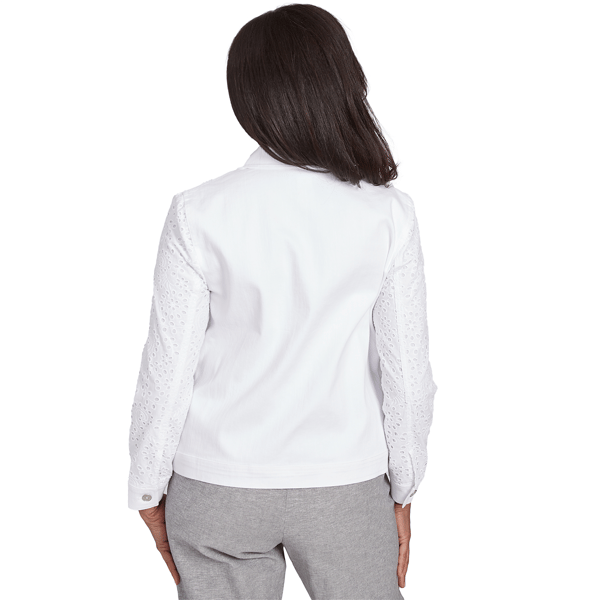 Petite Alfred Dunner Crystal Springs Eyelet Denim Jacket