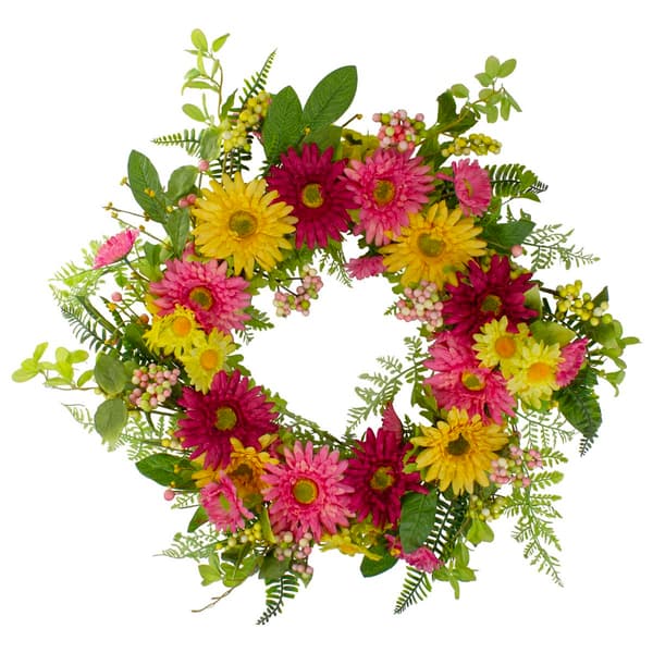 Northlight Seasonal Artificial Chrysanthemum & Daisy Wreath - image 