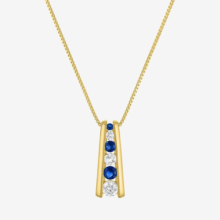 Gemstone Classics(tm) Lab Grown Sapphire Journey Ladder Pendant