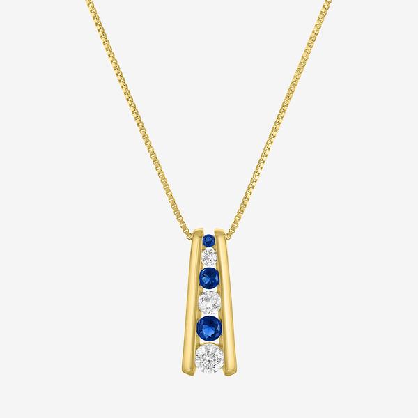 Gemstone Classics(tm) Lab Grown Sapphire Journey Ladder Pendant