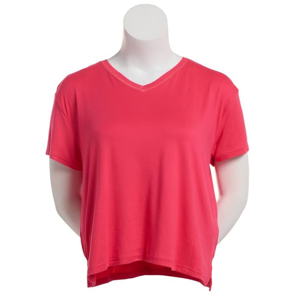 Womens Muk Luks Short Sleeve Cloud Knit Solid V-Neck Pajama Tee - image 