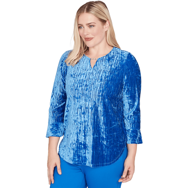 Womens Alfred Dunner Barcelona Crushed Velvet Keyhole Blouse