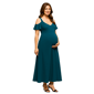 Plus Size 24/7 Comfort Apparel Cold Shoulder Maternity Maxi Dress - image 1