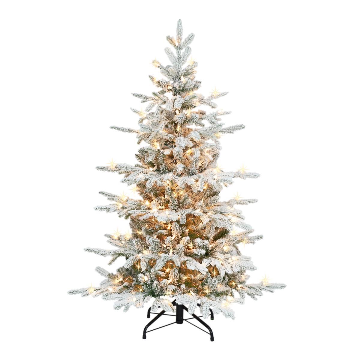 Puleo International 4.5ft. Pre-lit Flocked Utah Fir Tree