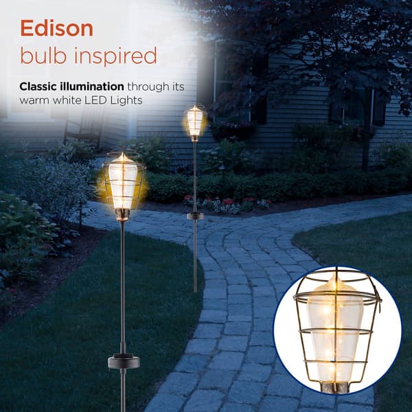 Alpine Solar Edison Bulb Garden Stake w/ LED Lights - Set of 2