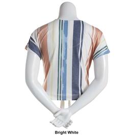 Womens Tru  Self Faux Button Front Stripe Tie Front Shirt