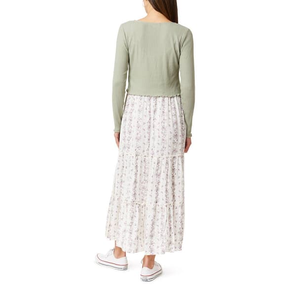 Juniors Wallflower Two in One Cardigan Tier Ivory Maxi Dress