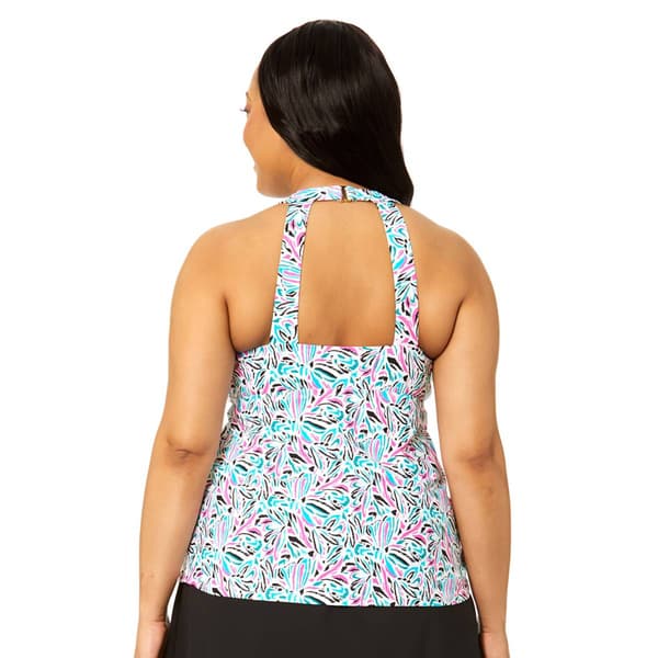 Plus Size Leilani Kaia Cove Abstract H-Back Tankini Swim Top