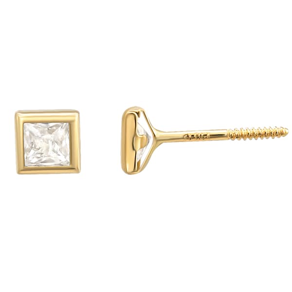 14kt. Gold Bezel Set Cubic Zirconia Earrings - image 