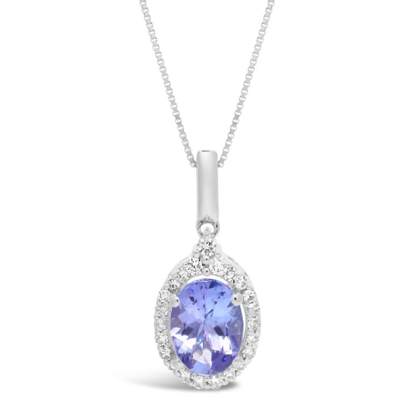 10kt. White Gold Oval Tanzanite 1/6ctw. Diamond Pendant - image 