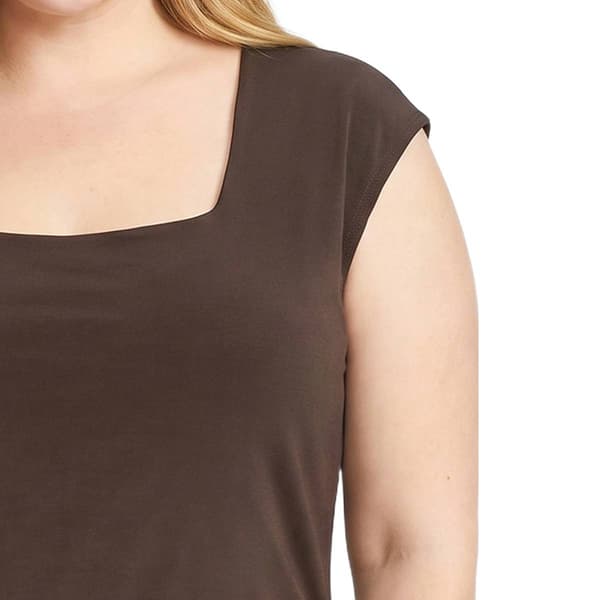 Plus Size NY Collection Cap Sleeve Square Neck Solid Blouse