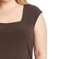 Plus Size NY Collection Cap Sleeve Square Neck Solid Blouse - image 4