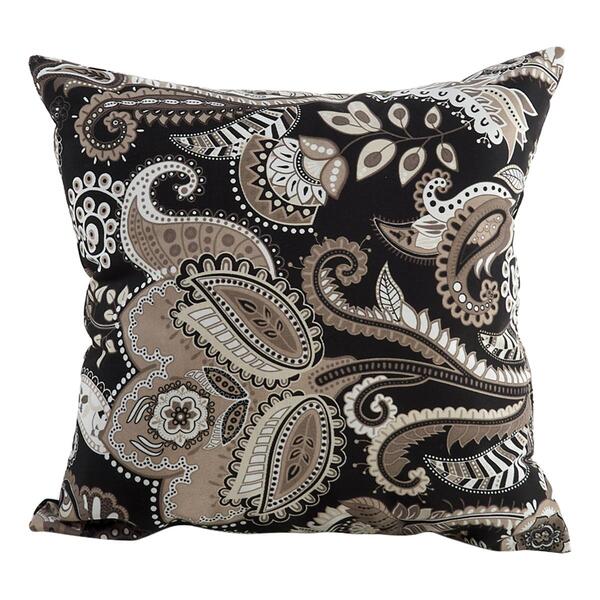 Jordan Manufacturing Outdoor Toss Pillow - Black Taupe Paisley - image 