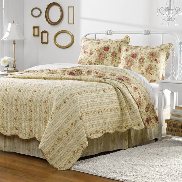Greenland Home Fashions&#8482; Antique Rose Ecru Quilt Set