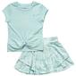 Girls &#40;7-12&#41; RBX Short Sleeve Rib Top & Floral Ruffle Skort Set - image 1