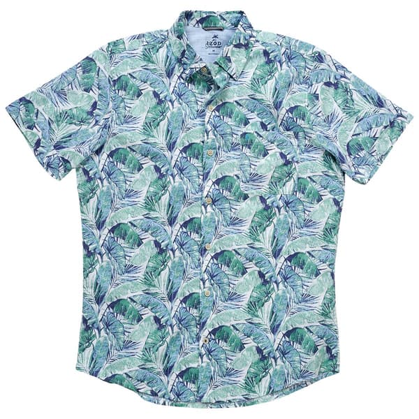 Mens IZOD&#40;R&#41; Tropical Short Sleeve Button Down Shirt - Wasabi - image 