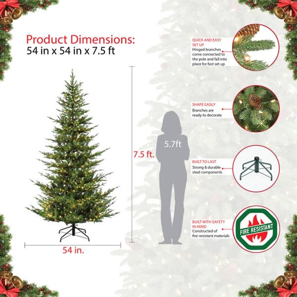 Puleo International 7.5ft. Natural Fir Artificial Christmas Tree