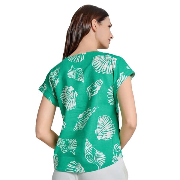 Womens Jones New York Short Sleeve Side Button Seashell Blouse