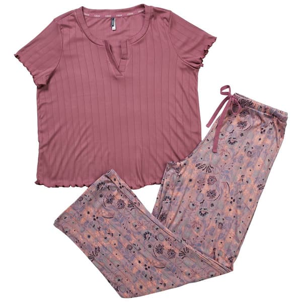 Womens IZOD Short Sleeve Lettuce Edge Floral Pajama Set