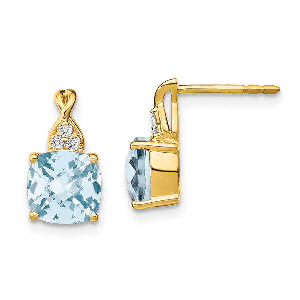 Gemstone Classics&#40;tm&#41; 14kt. Yellow Gold Aquamarine Diamond Earrings - image 