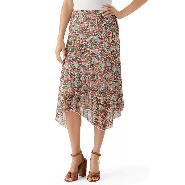 Juniors A. Byer Floral Mesh Shark Bite Midi Skirt