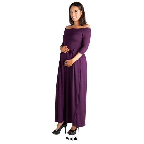 Womens 24/7 Comfort Apparel Off-Shoulder Maternity Maxi Dress